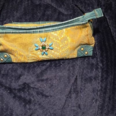 Apt. 9 Brocade Shoulder Bag Yellow Teal Beaded Studded Accents Women’s - Thumbnail 2