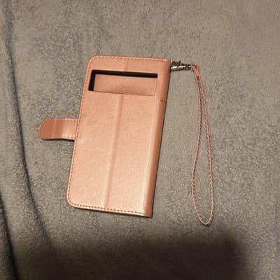 Rose Gold Folio Wallet Case Cover w/ Wrist Strap & Card Pocket - Thumbnail 3