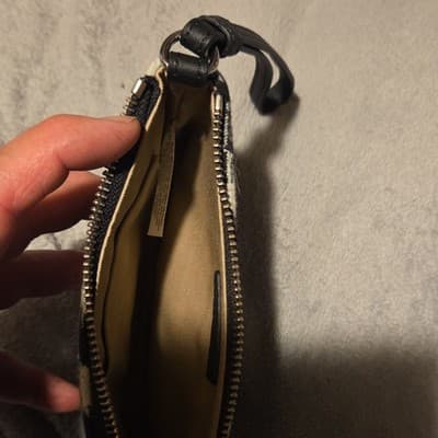 Talbots Plaid Clutch Black Ivory Embroidered Zipper Accents Wrist Strap Women’s - Thumbnail 3