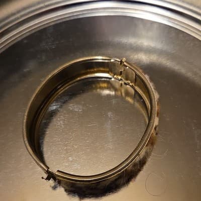 Gold Tone Hinged Bangle Bracelet Faux Fur Leopard Print Animal Theme - Image 1