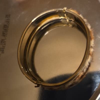 Gold Tone Hinged Bangle Bracelet Faux Fur Leopard Print Animal Theme - Thumbnail 4