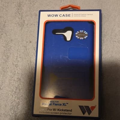 WOW CASE Blue Fitted Case w/ Kickstand & Screen Protector for Alcatel Fierce XL - Image 1