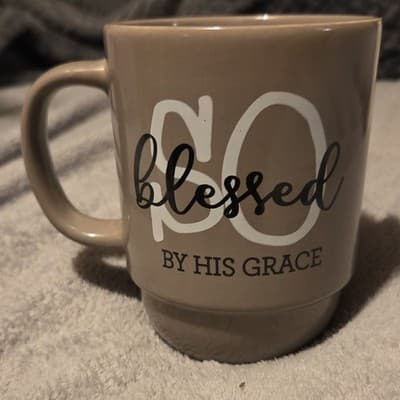 Boston Warehouse Beige Ceramic Coffee Mug - Novelty 'So Blessed By His Grace' - Image 1