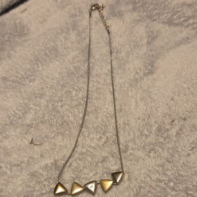 Necklace Gold Silver Triangle Station Snake Chain Metal Fashion Jewelry - Thumbnail 2