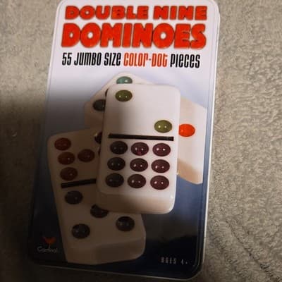 Cardinal Double Nine Dominoes 55 Jumbo Color-Dot Tiles Tin Case 2+ Ages 4+ - Thumbnail 3