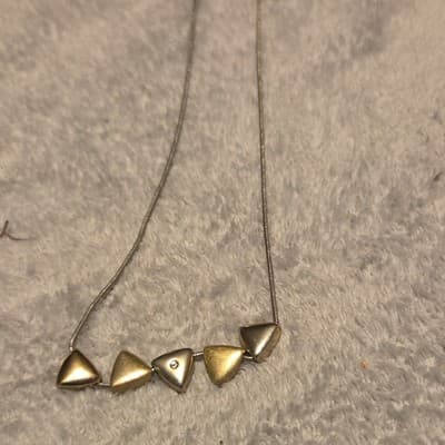 Necklace Gold Silver Triangle Station Snake Chain Metal Fashion Jewelry - Image 1