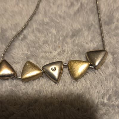 Necklace Gold Silver Triangle Station Snake Chain Metal Fashion Jewelry - Thumbnail 3