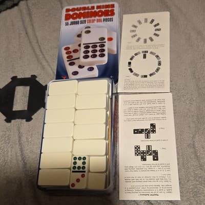 Cardinal Double Nine Dominoes 55 Jumbo Color-Dot Tiles Tin Case 2+ Ages 4+ - Image 1