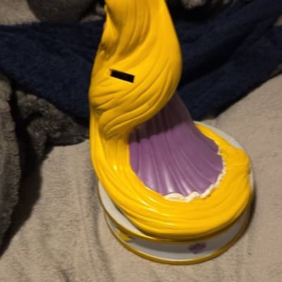 Disney Rapunzel Character Piggy Bank Plastic Purple Dress Yellow Hair - Thumbnail 2
