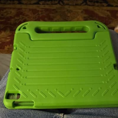 Green Rugged Rubber Tablet Case with Handle, Impact Resistant - Thumbnail 2