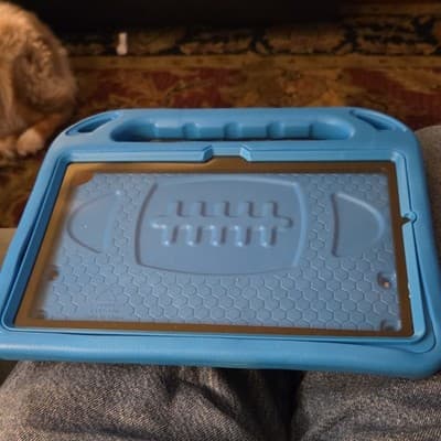 SEYAS Blue Silicone Stand Case with Handle for Tablet, Integrated Stand - Image 1
