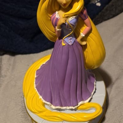Disney Rapunzel Character Piggy Bank Plastic Purple Dress Yellow Hair - Image 1