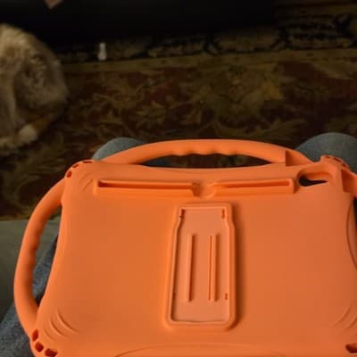 Orange Rugged Silicone Tablet Case with Handle, Stand, Shockproof - Thumbnail 2