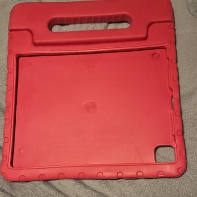Red Silicone Stand Case with Handle for Tablet, Integrated Stand - Image 1