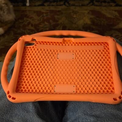 Orange Rugged Silicone Tablet Case with Handle, Stand, Shockproof - Image 1