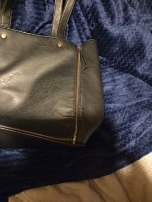Large Black Leather Tote Bag with Ostrich Leather Shoulder Purse Neiman Marcus - Thumbnail 3
