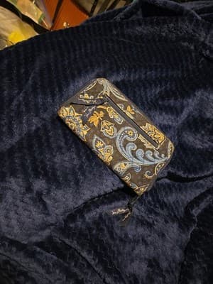 Vera Bradley Blue Accordion Wristlet Wallet with RFID Mayfair in Bloom Pattern - Image 1