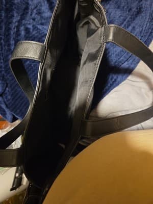 Large Black Leather Tote Bag with Ostrich Leather Shoulder Purse Neiman Marcus - Thumbnail 4