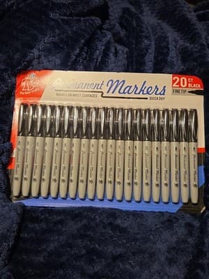 TBC Best Crafts Permanent Markers 20Pc Black Fine Tip Quick-Dry Fade-Resistant - Image 1
