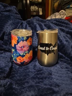 Members Mark 16oz Insulated Tumblers Flower Pattern and Stainless Steel - Image 1