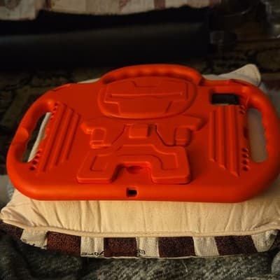 Orange Silicone Stand Case with Handle for Tablet, Integrated Stand, Shockproof - Thumbnail 2