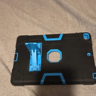 Black Blue Rugged Silicone Tablet Case with Stand, Shockproof, Impact Resistant - Thumbnail 3