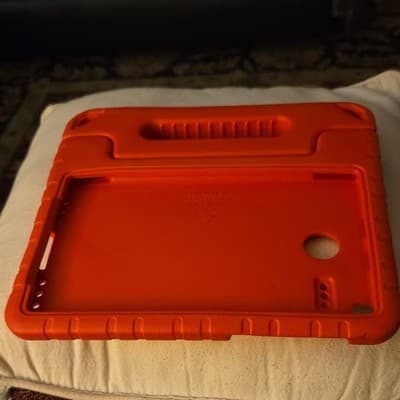 Orange Rugged Silicone Tablet Case with Handle, Stand, Shockproof - Image 1