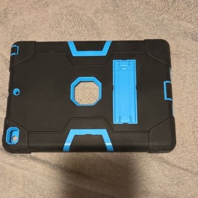 Black Blue Rugged Silicone Tablet Case with Stand, Shockproof, Impact Resistant - Thumbnail 2