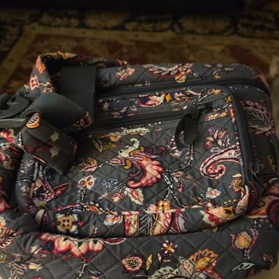 Vera Bradley Floral Quilted Duffle Bag with Zipper Accents and Outer Pockets - Image 1