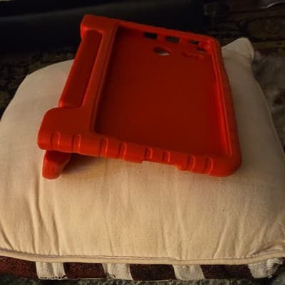 Orange Rugged Silicone Tablet Case with Handle, Stand, Shockproof - Thumbnail 3
