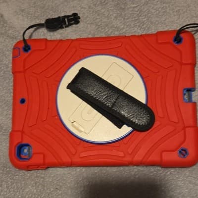 Red Blue Silicone Rugged Tablet Case with Handle, Integrated Stand - Thumbnail 2