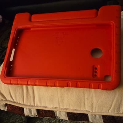 Orange Rugged Silicone Tablet Case with Handle, Stand, Shockproof - Thumbnail 5