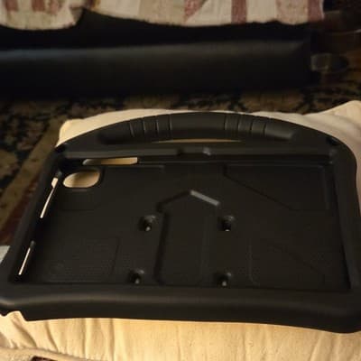 Black Rugged Silicone Tablet Case with Handle, Stand, Shockproof - Image 1