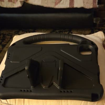Black Rugged Silicone Tablet Case with Handle, Stand, Shockproof - Thumbnail 3