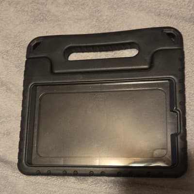 Black Rugged Silicone Tablet Case with Handle, Integrated Stand, Shockproof - Image 1