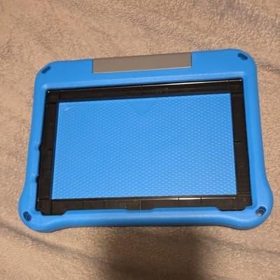 Blue Gray Silicone Stand Case for Tablet, Built-in Stand - Image 1