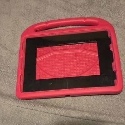 Pink Black Silicone Stand Case with Handle for Tablet, Integrated Stand, Shockp… - Image 1