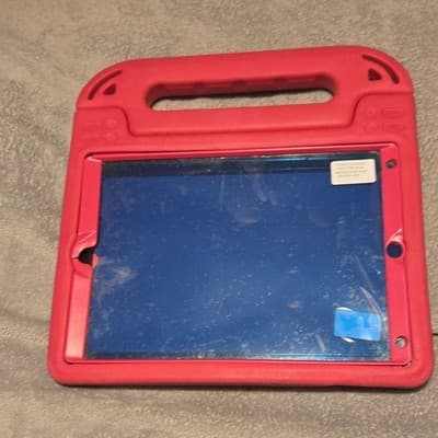 Red Silicone Stand Case with Handle for Tablet, Integrated Stand - Image 1