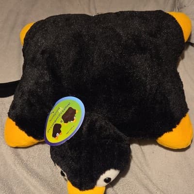 Northpoint Kids Penguin Plush Pillow Animal Print Polyester Black Yellow White - Image 1