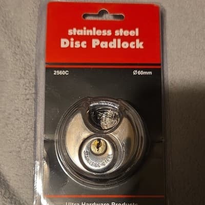 Ultra Hardware Products Stainless Steel Weatherproof Disc Padlock 2560C - Image 1