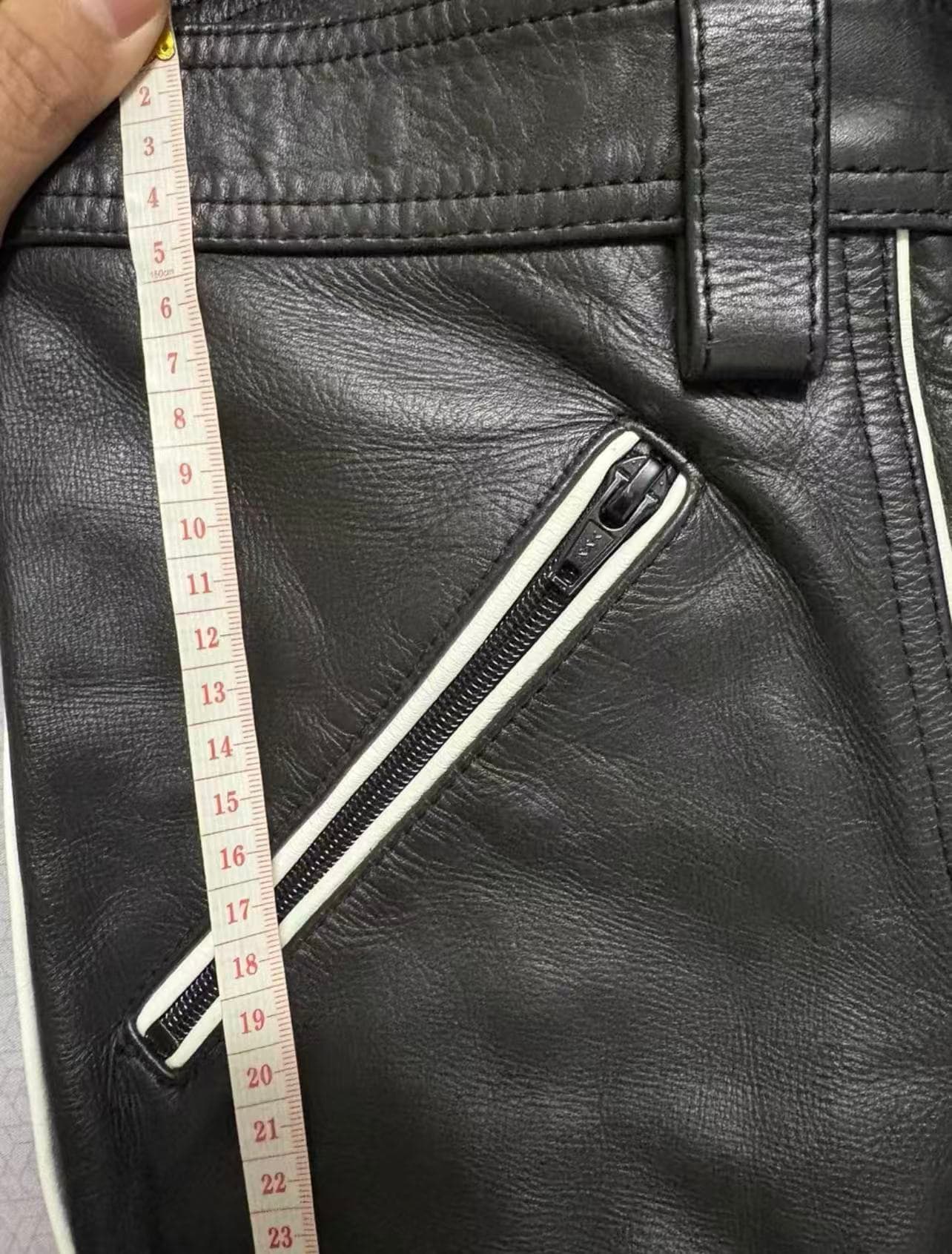 Mister B black and white striped leather pants, size 33 - Thumbnail 5