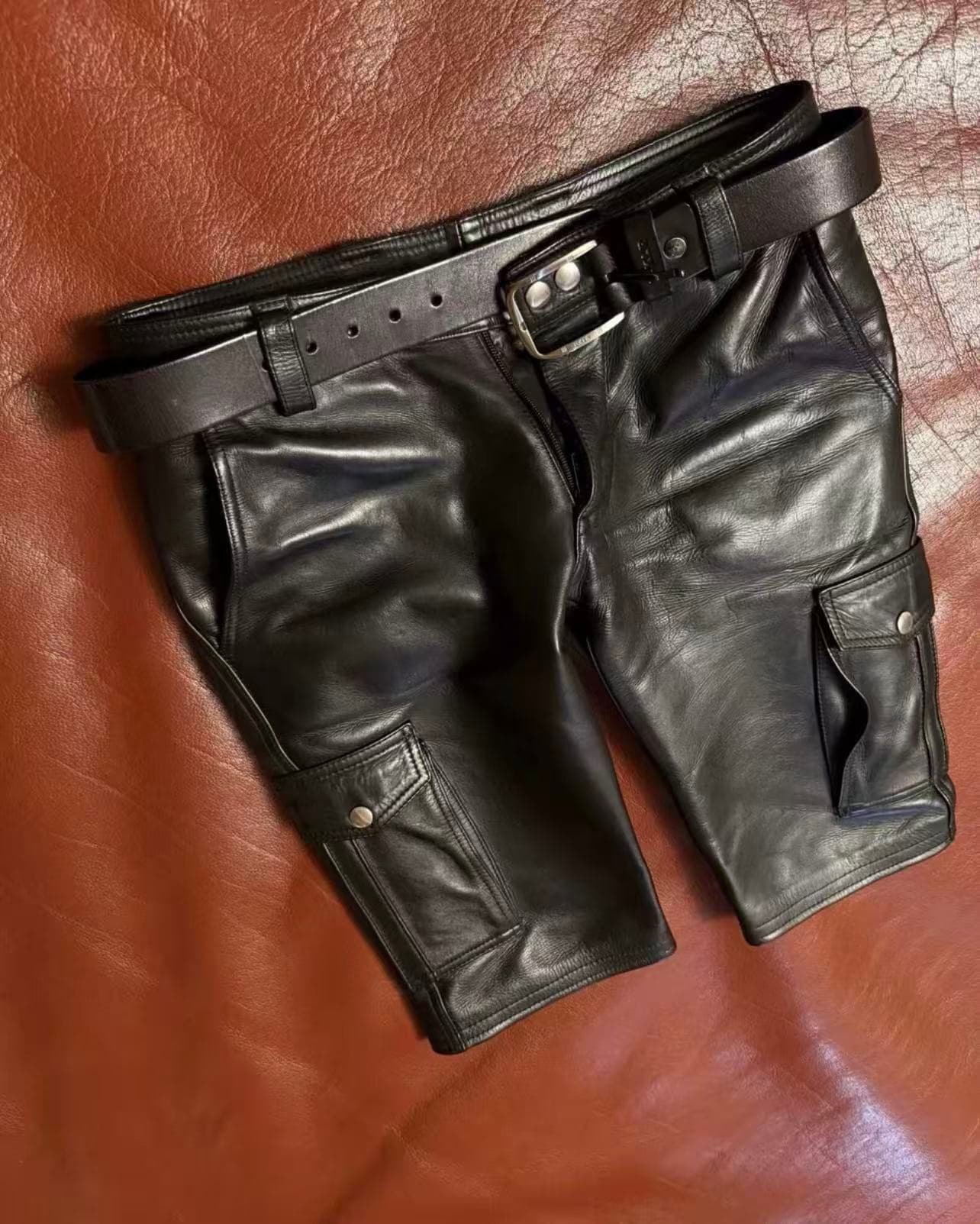 Mister B workwear-style leather shorts - Image 1
