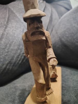 Rare Find Lot Of 4 Hand carved Wooden Figurines - Thumbnail 8