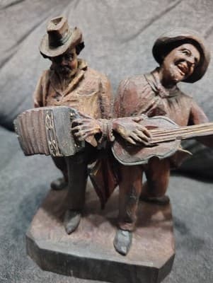 Rare Find Lot Of 4 Hand carved Wooden Figurines - Thumbnail 2