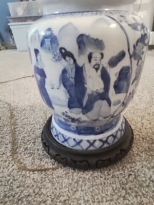 Vintage Chinese Bule Amd And White Porcelain Lamps Lot Of 2 Lamps - Thumbnail 4