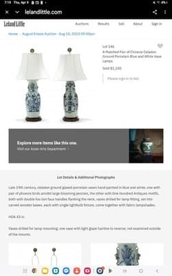 Vintage Chinese Bule Amd And White Porcelain Lamps Lot Of 2 Lamps - Thumbnail 13