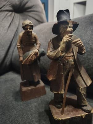 Rare Find Lot Of 4 Hand carved Wooden Figurines - Thumbnail 5
