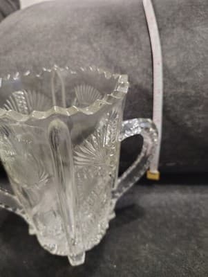 EAPG Higbee Paneled Inverted Thistle Double Handled Celery Spooner Vase Antique - Thumbnail 5