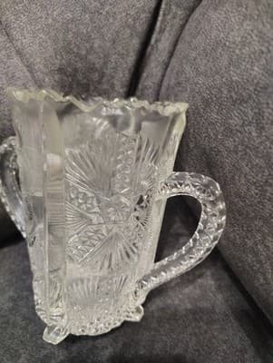 EAPG Higbee Paneled Inverted Thistle Double Handled Celery Spooner Vase Antique - Thumbnail 3