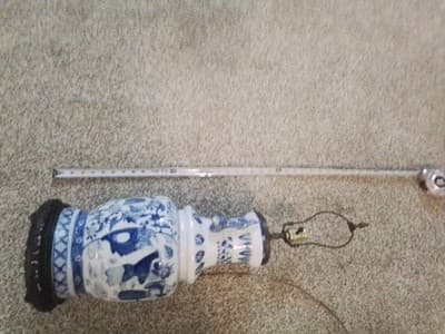 Vintage Chinese Bule Amd And White Porcelain Lamps Lot Of 2 Lamps - Thumbnail 11